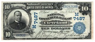 1902 Bs Date Back $10 The National Commercial Bank Of Cleveland,  Oh Vf Y00006541