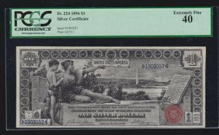 Us 1896 $1 Education Silver Certificate Fr 224 Pcgs 40 Ch Xf (057)