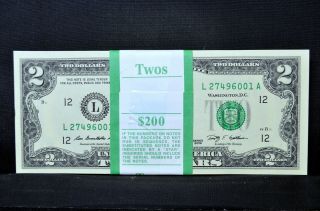 (100) 2009 $2 Federal Reserve Notes ✪ Fresh Pack ✪ L San Francisco 12 ◢trusted◣