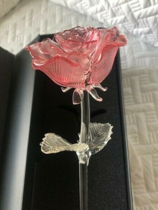 Waterford Crystal Long Stem Clear Fleurology Rose Flower Sculpture Mib
