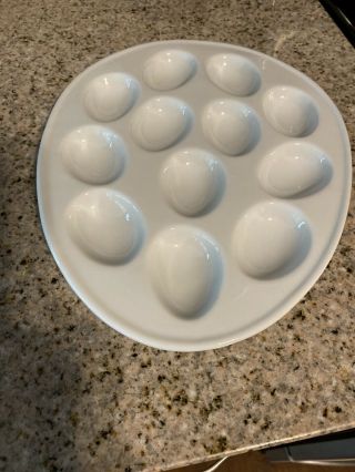 Bia Cordon Bleu Deviled Egg Tray White Porcelain Oval Serving Plate Dozen 12