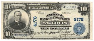 1902 Bs $10 The Nb Of Commerce In St.  Louis,  Missouri.  Ch 4178.  Vf.  Y00001823