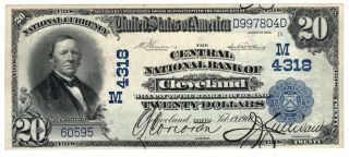 1902 Bs $20 The Central Nb Of Cleveland,  Ohio.  Ch 4318.  Vf.  Y00002020