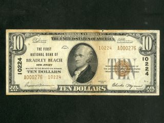 Us Paper Money 1929 $10 National Bradley Beach Nj Charter 10224