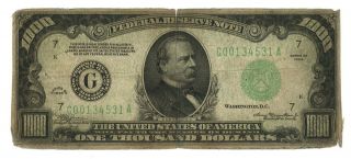 1934 - $1,  000 Federal Reserve Note,  Chicago - Small Size Note