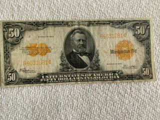 1922 $50 Gold Certificate Signatures Of Speelman And White,  Very Fine