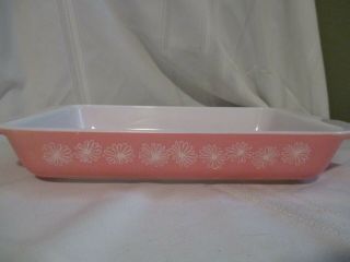 Vintage Pyrex 548 Pink Daisy Casserole Dish 1 1/4 Quart Space Saver No Lid