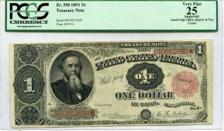 1891 $1 Treasury Note Pcgs Vf25 / Fr.  350