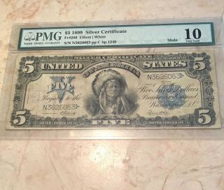 Pmg Vg10 Fr 280 1899 $5 Silver Certificate Popular Indian Chief Note