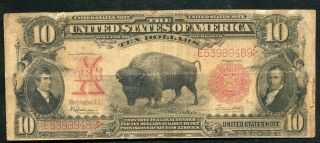 Fr.  122 1901 $10 Ten Dollars “bison” Legal Tender United States Note Very Fine