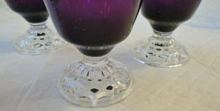 Vintage Fostoria American Lady Amethyst Crystal Footed Goblet Juice Glass x 4 2