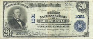 1902 $20 National Bank Note Greencastle,  Pennsylvania Franklin County