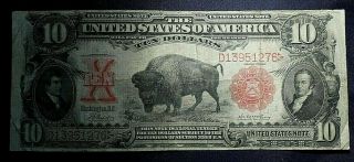 1901 Ten Dollar $10 Us Note - Bison Note - Scarce