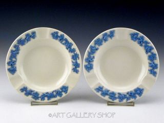 Wedgwood England Queensware Lavender On Cream Ashtrays Dishes Set Of 2