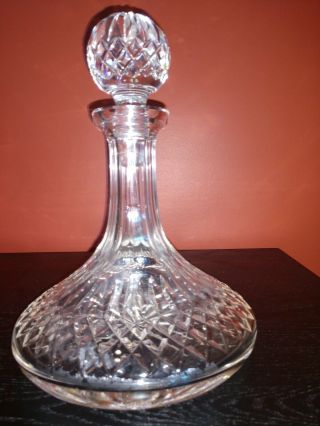 9.  5 " H Waterford Crystal Lismore Ships Decanter And Stopper