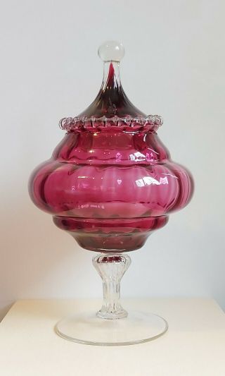 Vlarge Rare - Cranberry Glass - 13.  5 " 1960’s Empoli Apothecary/circus Tent Jar