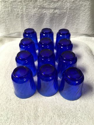 Set Of 12 Vintage Arcoroc France Cobalt Blue Swirl Juice Glasses 6 Oz