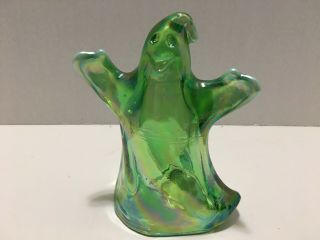 Fenton Green Green Opalescent & Iridescent Carnival Glass Ghost Figurine