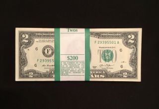 2013 Full Bundle $2 Sequentially Numbered 100 X 2 Dollar Bills