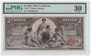 $2 1896 Silver Certificate Fr 247 Pmg Vf 30