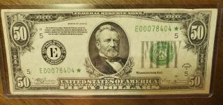 1934 - Cleveland D Star Note - $50 Fifty Dollar Bill - Series B