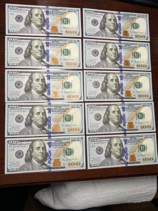(10) Series A 2017 $100 Dollar Bill Star Note Consecutive 10 00307431 - 00307440