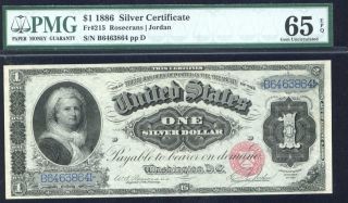 1886,  $1 Fr 215 Large Size Silver - Pmg 65 Epq
