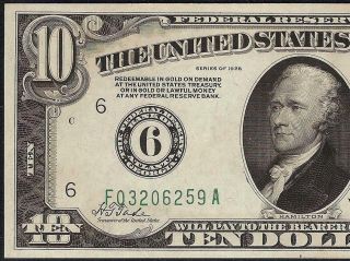 UNC 1928 $10 DOLLAR ATLANTA NUMERICAL FRN GOLD ON DEMAND NOTE Fr 2000 - F PMG 64 3