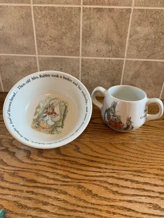 Wedgwood Of Etruria Beatrix Potter Peter Rabbit 2 Handle Cup And Bowl