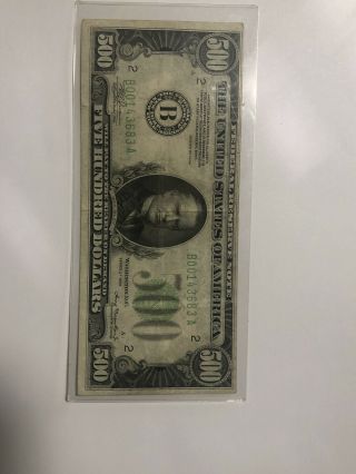 1934 A Series $500 Dollar Bill.  Washington D.  C.