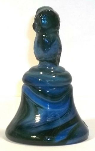 Boyd Glass Made in 1983 Owl Bell Owls Bird SLAG Blue Green FUND 3