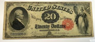1880 $20 Us Legal Tender Large Note Bill Fr 145 Vernon/mcclung,  F - Vf