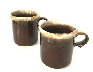 Vintage Mccoy Usa Pottery Brown Drip Glazed Coffee /tea Mug Cup Set Of 2 1412