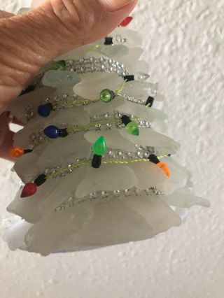 Hand Picked Crafted Beach Glass Christmas Tree White 2