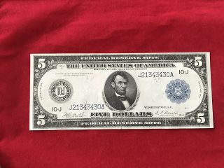 Fr - 882 1914 Series $5 Kansas City Federal Reserve Note About Uncirculated