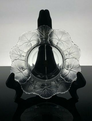 Lalique Honfleur Geranium Leaf Crystal Dish Signed 5 3/4 " Diameter