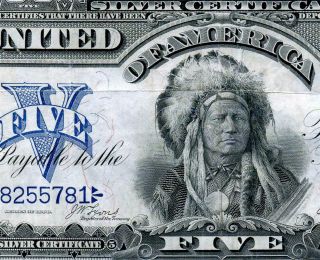 Hgr Sunday 1899 $5 Indian Chief ( (rarer Lyons/roberts))  Only Lightly Circulated