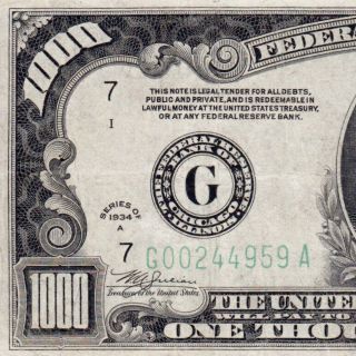 1934a Chicago $1000 One Thousand Dollar Bill Fr.  2212 - G 500 G00244959a