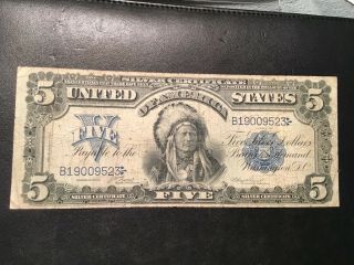 1899 $5 Silver Certificate Fr - 272 Lyons Treat - Indian Chief Fine - Very Fine