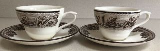 Set Of 2 Wedgwood Plymouth Brown Cup And Saucers