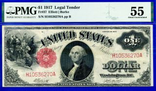 Fr - 37 - 1917 $1 Us Note ( (legal Tender))  Pmg About - Unc 55 H10536270a
