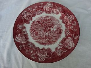 Wood & Sons Enoch Pink English Scenery 10 Inch Dinner Plate Euc