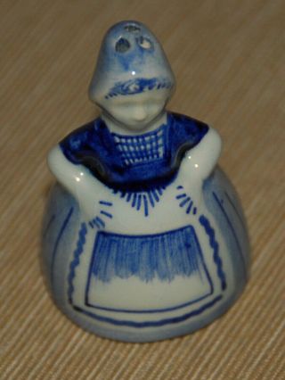 Vintage Salt Shaker Delft Blue Hand Painted Porcelain