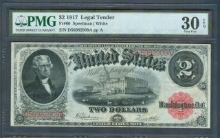 $2 Legal Tender Series 1917,  Pmg Very Fine 30 Epq