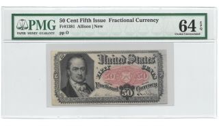 50 Cents Fractional Currency,  5th Issue,  Pmg Choice Uncirculated 64 Epq,  Fr - 1381