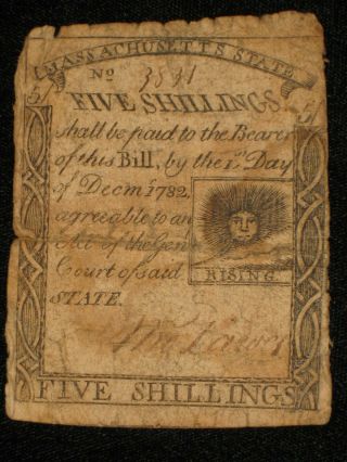 Us Ma State Currency - 5 Shilling - October 16,  1778 Ma - 275 (cc - 253)