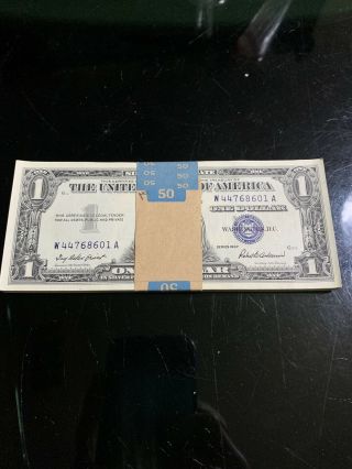 1957 B $1 Silver Certificate,  50 Notes,  Consecutive Number.  Unc.