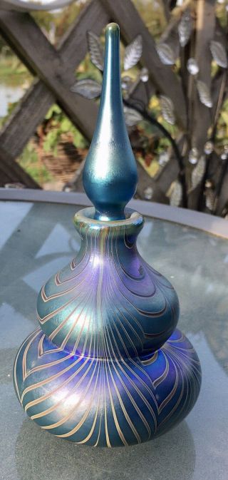 Okra Glass Perfume Bottle Hand Made Nebula Style 1985