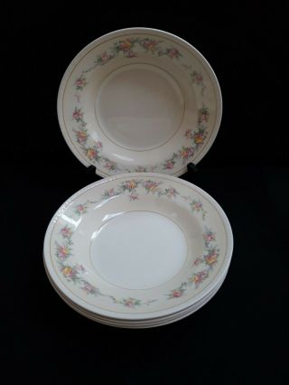 Homer Laughlin Countess Eggshell Georgian 5 Flat Soup Plates Bowls Rimmed