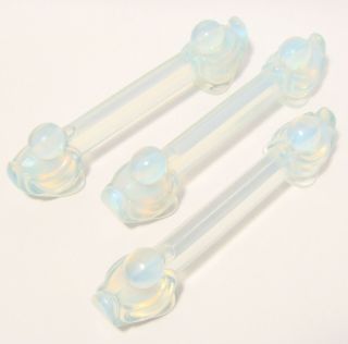 3 Sabino French Opalescent Blue Art Glass Knife Rests Ducks